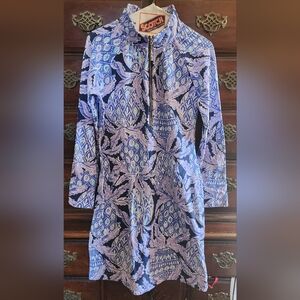 Lilly Pulitzer UPF 50+ Skipper Dress in the "Lilac Verben Pop Up Coco Safari